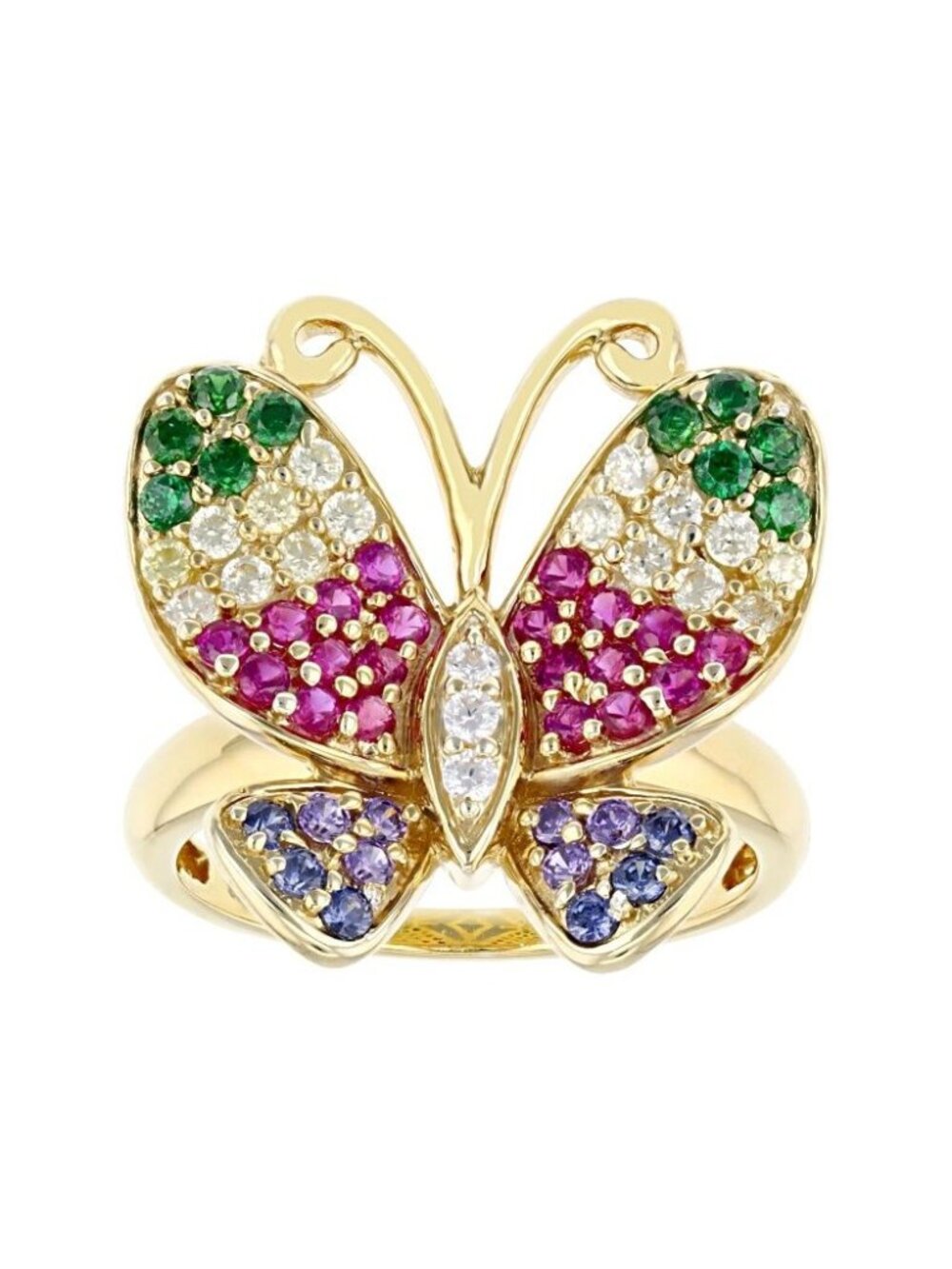 Bella Luce Gemstone Ring Size 7 Gold Plated Sterling Silver Butterfly